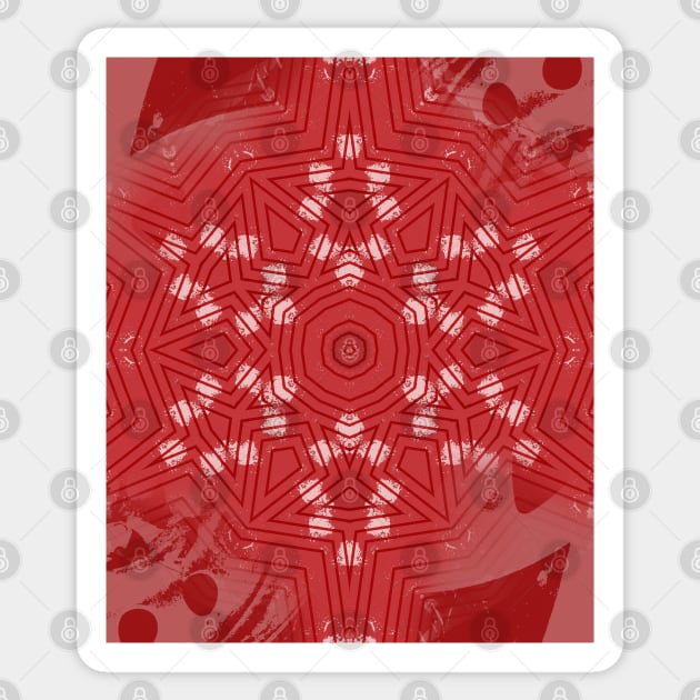 Red stripes on grunge pink mandala Sticker by hereswendy